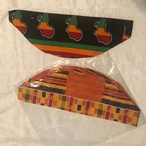 Set of 2 Kufi hats (Kente Print #1, and Pan African)  Kufi Hats
